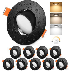 LED įleidžiamas prožektorius 230 V Dimmable Swivelling Black lubų prožektoriai 5 W IP44 Spot 68-80 mm skylės dydis Įleidžiami prožektoriai 3000 K / 4000 K / 6000 K Įleidžiami šviestuvai vonios kambariui Gyvenimas