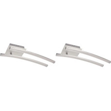 BRILONER Leuchten - LED Deckenleuchte, geschwungene Deckenlampe, 2-flammig, 2 x 6W, warm weißes Licht, 55.4 cm, aluminiumfarbig, aliuminis (Packung mit 2)