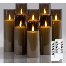8 nedegių mirksinčių 5,5 cm x 12,5 cm 15 15 17,5 17,5 17,5 17,5 20 20 cm pilkos spalvos LED plastikinių žvakių pakuotė su nuotolinio valdymo pulteliu Baterijomis valdomos žvakės su laikmačio funkcija