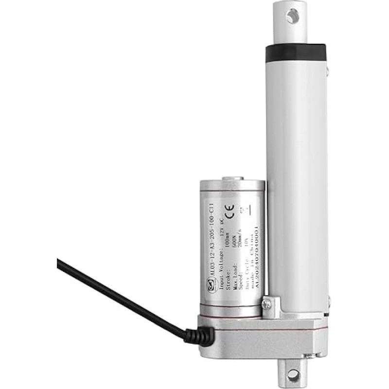 500N 20 mm/s 100 mm linijinis variklis, 12 V nuolatinės srovės linijinis variklis Elektrinis cilindro stūmiklio variklis, skirtas automobiliams, baldams, kemperiams, durų atidarytuvams, pramoniniam žemės ūkiui, laivams ir kt.