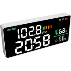 VBESTLIFE Wandmontierter Schallpegelmesser, 2,4 G WiFi, LED-Temperatur- und Luftfeuchtigkeitsmesser für App