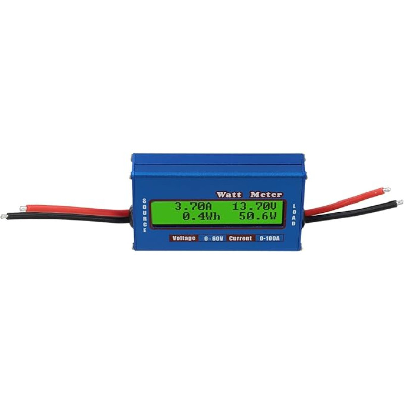 Nuolatinės srovės galios analizatorius nuo 0 iki 100 A LCD Skaitmeninis saulės ir vėjo energijos analizatorius - 4-60 V Spannung 0,01 a/0,01 V Auflösung 0,001 Ω Shunt-Dual-Line-Display (84 x 50 x 20 mm)