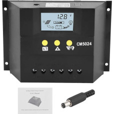 Solar Charge Controller, 50 A 12 V/24 V PWM Solar Charge Controller/Discharge Controller Cell Field Battery System LCD Display Overload Protection Temperature Compensation