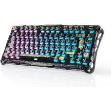 GravaStar Mercury K1 Lite QWERTZ Mechanical Keyboard (German Layout), 75% Gaming Keyboard Wireless Tri-Mode (2.4 GHz/Bluetooth/Cable), Hot Swap Gamer Keyboard, RGB Lighting - Transparent Black