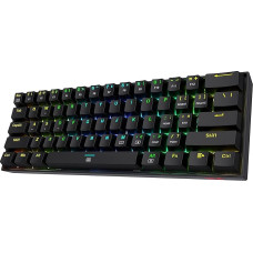 Redragon K630 Dragonborn 60% laidinė RGB žaidimų klaviatūra, 61 klavišas, kompaktiška mechaninė klaviatūra su linijiniu raudonos spalvos jungikliu, Pro Driver palaikymas, juoda