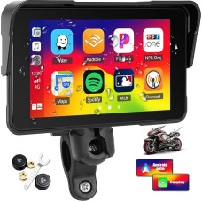OiLiehu Motorrad GPS Wireless Portable CarPlay und Android Auto, 5 Zoll wasserdichtes Motorrad-Display mit Helligkeitseinstellung, Reifendruckerkennung, abnehmbarer Ständer, Plug and Play