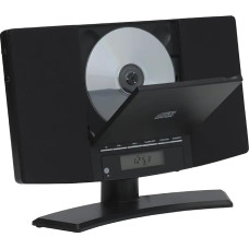 Denver Music Centre Vertical CD Player with LCD Display, AUX-In, Wall Mount, Alarm Clock Radio, Black