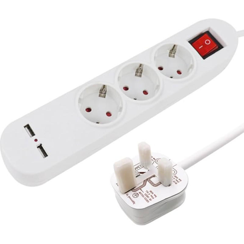 Jungtinės Karalystės euro kelionių adapterio adapteris 1,5 m ilgio prailginimo laidas 3 krypčių 