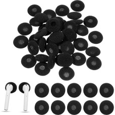 40 Pcs Black Foam Eartips Soft Replacement Eartips for Earphones Diameter 15mm-20mm