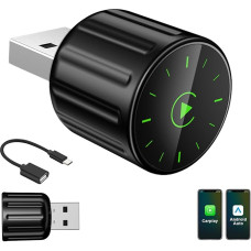 2-in-1 Wireless CarPlay & Android Car Adapter, Super Fast Convert Wired CarPlay to Wireless, Plug and Play, Car Connection (Black)