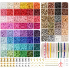 RUBY Beads for Bracelets 38000 Pieces, 3 mm 66 Colour Beads Set Jewellery, Beads for Bracelets Pastel with 300 Pieces Letter Beads for DIY Bracelet Necklaces Birthday