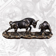 Wall Street Stock Market Charging Bull Thrusting Bear Figuri Abstract Art Table Top Cattle Figure Financial Broker Gift, Decorative Sculpture Modern