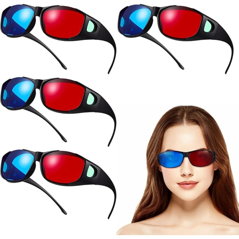 DOITOOL 5 3D akinių rinkinys Raudoni/mėlyni anaglifiniai akiniai 3D filmams namuose ir kine Lengvi plastikiniai 3D regėjimo akiniai su aiškiu 3D efektu, užtikrinantys tikrovišką filmų žiūrėjimą