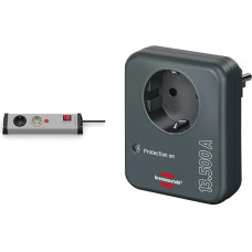 Ehmann 100063 Specialus maitinimo skirstytuvas, sidabro/juodos spalvos ir Brennenstuhl kištukinio lizdo adapteris su apsauga nuo viršįtampių 13 500 A (adapteris kaip elektrinių prietaisų apsauga nuo žaibo) Antracitas