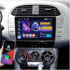 4 + 64 GB Android Car Radio for Fiat Bravo 2008-2013 Wireless Carplay Android Car, 9 Inch IPS Touch Screen Radio with Bluetooth 5.0/GPS/Reversing Camera/FM/WiFi/SWC