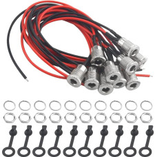 WMYCONGCONG 10 Stück 5,5 x 2,1 mm DC Power Jack Kabel Steckdose Gewinde weibliche Montage Steckverbinder Adapter mit wasserdichter Abdeckung