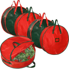 Weihnachtskranz-Aufbewahrungstasche, 61 cm, Weihnachtsdekoration, Kranz-Aufbewahrungsbehälter mit Reißverschluss und Griff, 4 Stück