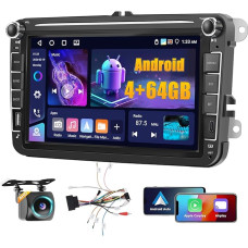 4+64G Carplay Android automobilinis radijas VW Passat Golf Seat Altea Skoda Octavia su belaidžiu Android automobiliu, 8 colių IPS jutiklinio ekrano radijas su Bluetooth 5.0/GPS/atsukimo kamera/FM/WiFi/SWC