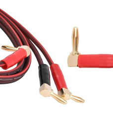 Pure Copper Hi-Fi Speaker Cable, Right Angle, L Type Banana Plug, Red Wire, Red and Plug Cable, 3 Meters, Cablebanana (#3)