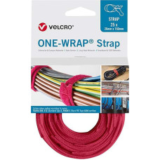 VELCRO Velcro kabelių raiščiai su vienu apvyniojamuoju dirželiu 20 x 330 mm Raudona Pakuotė 25 vnt.