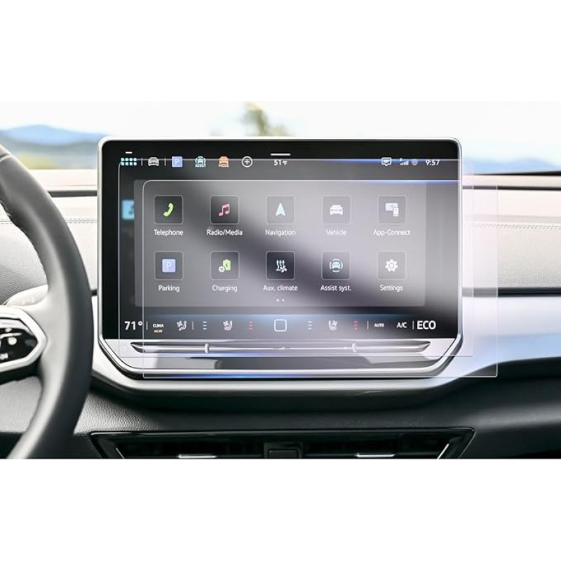 GAFAT suderinama su VW ID.4 ID.5 GTX Pro ID.Buzz Facelift 2024 2025 2026 12,9 colių navigacijos apsauginė plėvelė, nano ekrano apsauga ID.4 nuo 2024-12,9 colių jutikliniam ekranui, 6H apsauga nuo įbrėžimų [2 vnt.]