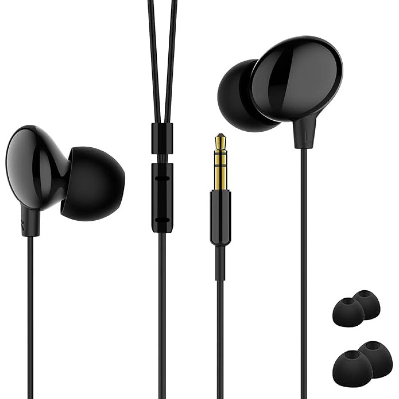 Juodos spalvos ausinės į ausis - 3,5 mm AUX kištukas radijui, 