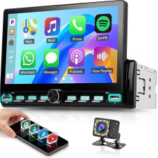 SIXTOP 1 Din Radio mit kabellosem Carplay Android Auto You-Tube 7 Zoll IPS jutiklinis ekranas Autoradio 1 Din mit Klaviertasten unterstützt Mirror Link Bluetooth FM radijas USB Type-C EQ SWC Rückfahrkamera