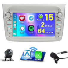 Hikity 2+64 GB Android 15 Autoradio für Alfa Romeo Mito 2008-2016 mit 7 Zoll Bildschirm Wireless Carplay Android Auto Radio mit WiFi Navi FM/RDS Radio Bluetooth CANBUS MIC Rückfahrkamera