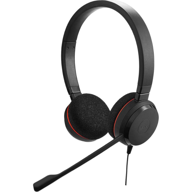 Jabra Evolve 20 Stereo Headset - Microsoft Certified Passive Noise Cancelling Headphones, Easy Call Management, LED Indicators, Plug & Play, USB-C with Controller - Black