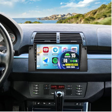 OiLiehu 4G+64G Android 15 Doppel Din Radio Carplay Android Auto für BMW X5 E53 1999-2005 Autoradio Mit Bildschirm 9 Zoll Unterstützung Mirror Link Bluetooth FM RDS GPS WiFi SWC EQ Rückfahrkamera