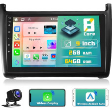 [8 branduolių 2G/64G] Hikity VW Polo 2011 2012 2013 2013 2014 2015 2016 Android 15 automobilinis radijas su GPS Belaidis CarPlay Android automobilis 9 colių jutiklinis ekranas Dvigubas DIN automobilinis radijas su GPS DSP RDS WiFi atbulinės eigos kamera