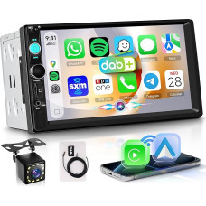 Rimoody DAB+/DAB Autoradio 2 Din mit Wireless Carplay Android Auto Bluetooth 5.2, 7 Zoll Touchscreen Autoradio Double Din mit Mirror Link FM radijas DAB adapteris/EQ/USB Lenkradsteuerung Rückfahrkamera