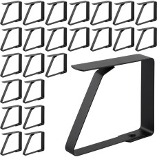 Pakuotė 24 staltiesės spaustukų, juodos spalvos, skirtų 5 cm storio staltiesės storio staltiesei Nerūdijančio plieno tvirti staltiesės spaustukai Staltiesės laikiklis, skirtas naudoti lauke ir viduje, storiems stalams, sodo stalui