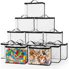 12 Stück PVC Spielzeug Aufbewahrungstaschen Transparent - Große Aufbewahrungsbeutel mit Reißverschluss, Wasserdichte Organizer Taschen für Spielzeug, Bausteine, Bastelbedarf, Kosmetik