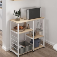 SogesPower 3-Tier Kitchen Shelf Baking Rack Microwave Shelf 3 Tier Shelf with S-Hooks Kitchen Aid Spice Rack for Your Kitchen 90 x 40 x 83 cm