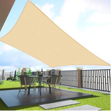 Rectangular sun sail, 2 x 3 m, sun protection, waterproof, UV protection, breathable, garden, balcony and patio, camping, outdoor, weatherproof, including mounting ropes, beige