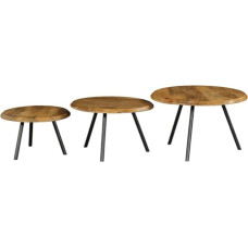 Kušetės komplektas Ovaro Mangoholz Metall Natur 3er Set 70 x 45 cm 60 x 38 cm 50 x 31 cm, Masė:Durchmesser 70 cm