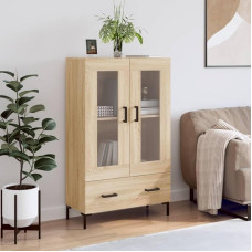 Aukšta lenta, pagaminta iš medžio medžiagos 69,5 x 31 x 115 cm Sonoma ąžuolinė vitrina Svetainė Šiuolaikinė valgomojo kambario spinta Medinė aukšta spinta Svetainės spinta Virtuvės spintelė