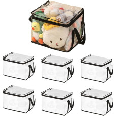 7 x žaislų laikymo krepšiai su rankena ir užtrauktukais, 32 x 24 x 24 cm, skaidrūs PVC laikymo krepšiai, neperšlampami žaislų organizatoriai, permatomas krepšys