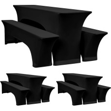 YMHPRIDE Set of 3 Elastic Beer Table Covers, Black Beer Bench Covers and Tablecloths, 50 cm Table Width, Beer Tent Sets 220 x 50 x 70 cm for Garden Banquet Garden Furniture (9 Packs)