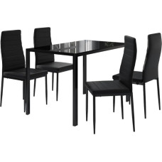 Vicco Grand Dining Table Set, Black, 120 x 75 cm, Set of 4, for Use as a Dining Set in Kitchen or Dining Room