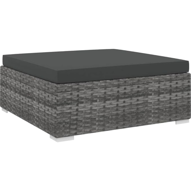 vidaXL Kojinė su pagalvėle Sodo baldai Svetainės baldai Kojinė Kojinė atrama Kojinė Sodo taburetė Poly Rattan Grey 70 x 70 x 26 cm