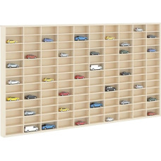vidaXL Wall Display Case with Shelf Beige 98 x 4.5 x 55 cm Wood Material Modern Living Room Cabinet Rectangular Display Cabinet Lots of Storage Space Chic Wall Shelves Versatile Unit