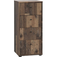 FORTE Tempra 2 komoda su 4 stalčiais, inžinerinė mediena, senovinis medžio stilius, 38,6 x 85,5 x 34,8 cm (plotis x aukštis x gylis)