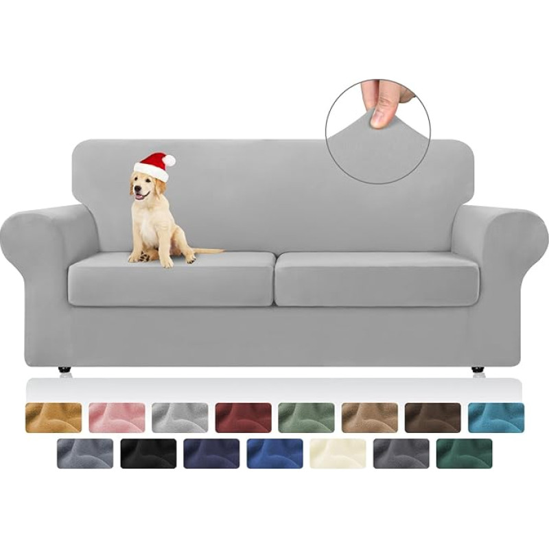 KEKUOU Stretch-Couchbezüge für 2 Kissen, Couch, Sofa, Sofabezug, Schonbezug für 2 separate Kissen, Couch mit weichem, elastischem Möbelschutz für Hunde, Kinder (Zweisitzer, Silber)