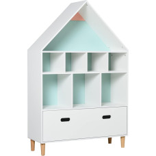 HOMCOM Bookcase Toy Shelf for Children's and Teenager's Room for Boys and Girls with White Cube Shelves, Two Changing Colours, Blue and Pink, 82 x 30 x 126 cm