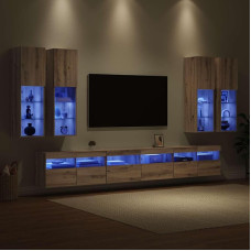 Wohnzimmermöbel-Set, TV-Wandeinheit, TV-Möbel, modern, handwerkliche Eiche