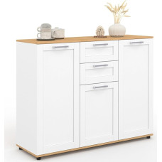IDMarket - Vito Sideboard 100 cm 3 Doors and 2 Drawers White with Wooden Top