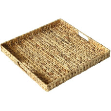 Itin didelis kvadratinis Osmanų stalo padėklas su rankenomis Vandens hiacinto gluosnio serviravimo padėklas, skirtas namų ūkiui Dekoratyviniai negabaritiniai kavos stalo padėklai Gyvenamasis kambarys Virtuvės skaitiklis Pusryčiai