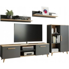 Per la vita Artisan Anthracite Oslo Cabinet Wall - Modern Shelf Living Room Set in Artisan/Anthracite - Modern Furniture with Integrated Living Room Cabinet, TV Cabinet & Wall Shelf x 2